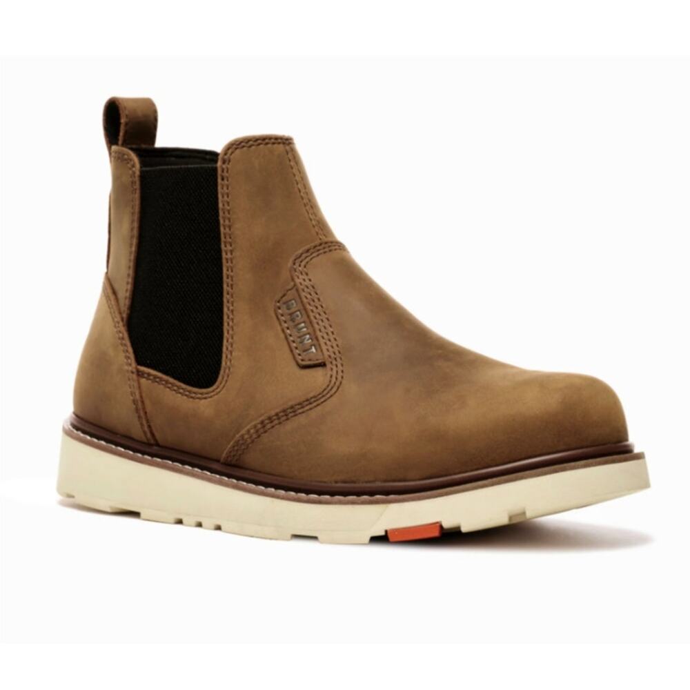 Brunt The Ohman Soft Toe 6" Slip-On Work Boots Brown Size M's 10/ W's 11.5